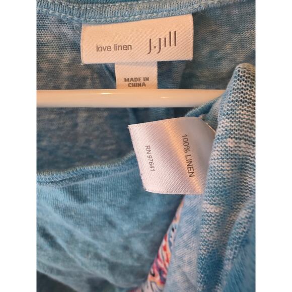 J.Jill Love Linen Tank Top XL Womens Beachy Coastal Blue Sleeveless Pullover - Picture 3 of 4